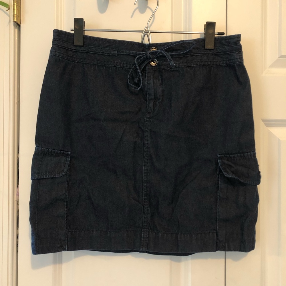 Ann Taylor LOFT | Cargo Denim Tie Drawstring Waist Skirt Size 6